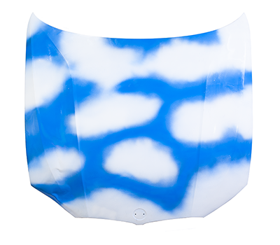 Coco cherry 2019, Lakier samochodowy, akryl, na masce samochodowej, 144 x 157 cm