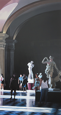 Muzeum CXLVI 2019, olej na płótnie, 150 x 80 cm